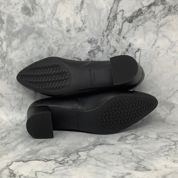 Cole Haan Women's 8C Black Leather The Go-To Block Heel Pump 45mm Slip On L16-7 - Picture 6 of 9
